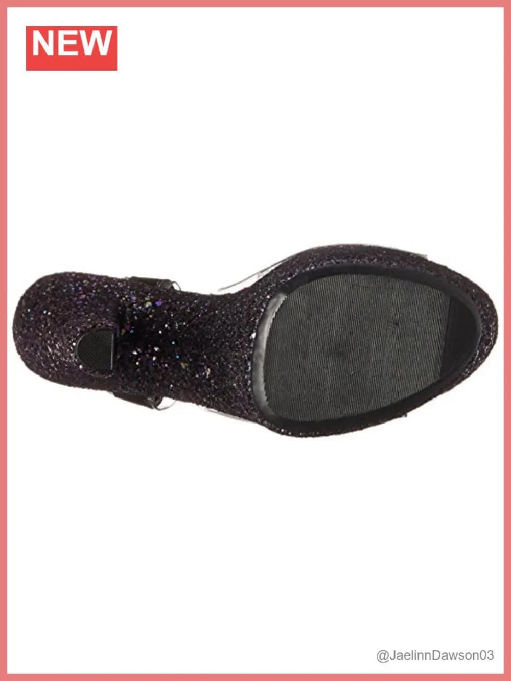 Glitter Block Heel Platform Sandals with Ankle Strap Open Toe